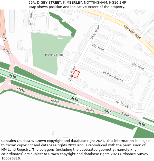 56A, DIGBY STREET, KIMBERLEY, NOTTINGHAM, NG16 2HP: Location map and indicative extent of plot