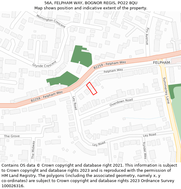 56A, FELPHAM WAY, BOGNOR REGIS, PO22 8QU: Location map and indicative extent of plot