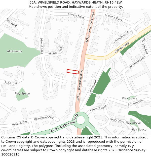 56A, WIVELSFIELD ROAD, HAYWARDS HEATH, RH16 4EW: Location map and indicative extent of plot