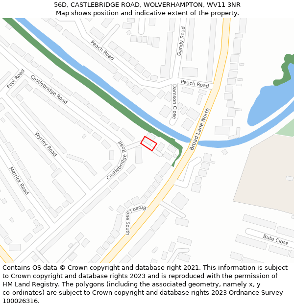 56D, CASTLEBRIDGE ROAD, WOLVERHAMPTON, WV11 3NR: Location map and indicative extent of plot