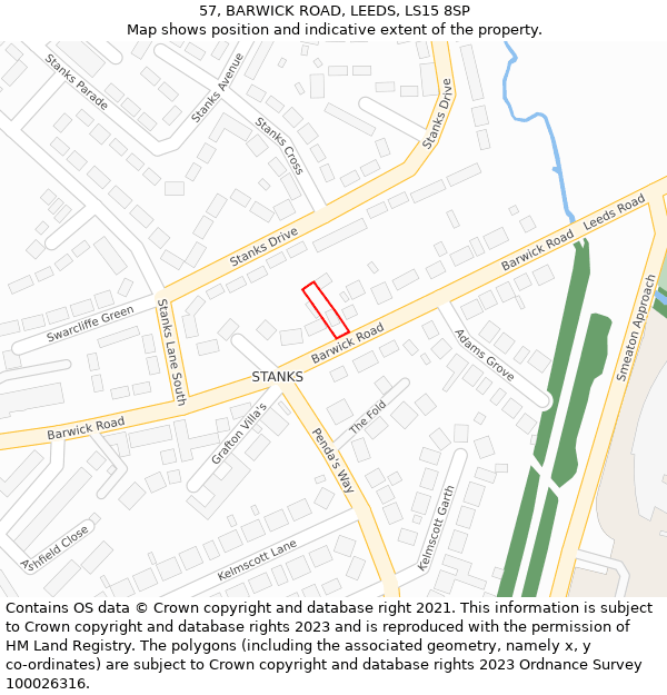 57, BARWICK ROAD, LEEDS, LS15 8SP: Location map and indicative extent of plot