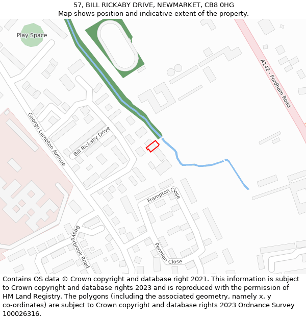 57, BILL RICKABY DRIVE, NEWMARKET, CB8 0HG: Location map and indicative extent of plot