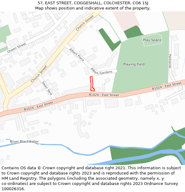 57, EAST STREET, COGGESHALL, COLCHESTER, CO6 1SJ: Location map and indicative extent of plot