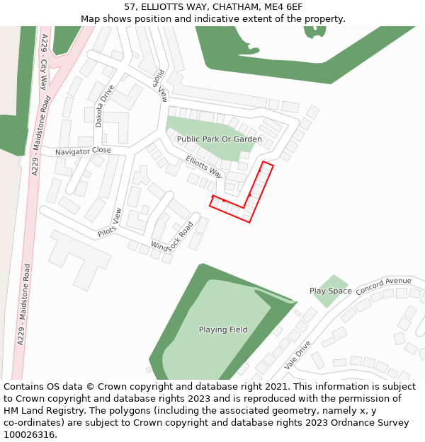 57, ELLIOTTS WAY, CHATHAM, ME4 6EF: Location map and indicative extent of plot