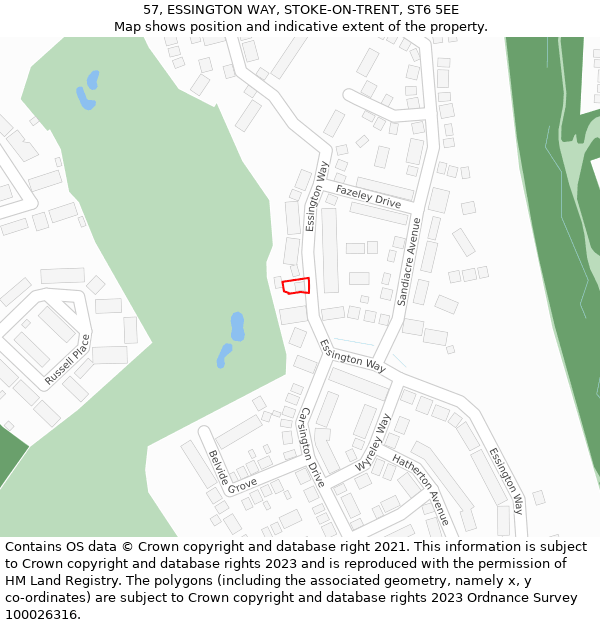 57, ESSINGTON WAY, STOKE-ON-TRENT, ST6 5EE: Location map and indicative extent of plot