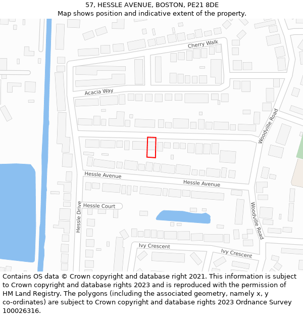 57, HESSLE AVENUE, BOSTON, PE21 8DE: Location map and indicative extent of plot