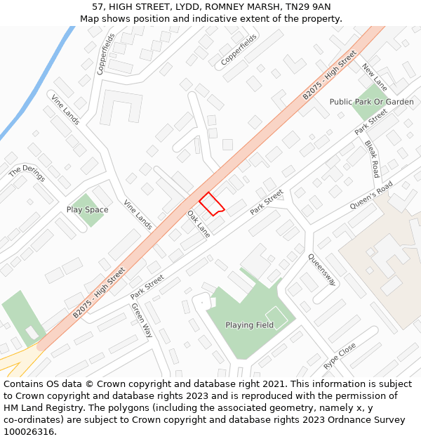 57, HIGH STREET, LYDD, ROMNEY MARSH, TN29 9AN: Location map and indicative extent of plot