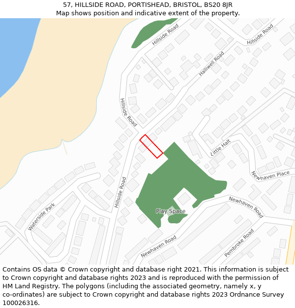 57, HILLSIDE ROAD, PORTISHEAD, BRISTOL, BS20 8JR: Location map and indicative extent of plot