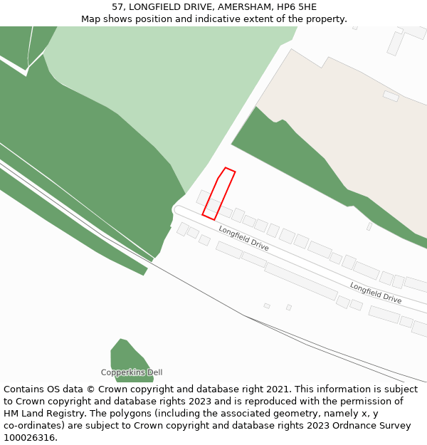 57, LONGFIELD DRIVE, AMERSHAM, HP6 5HE: Location map and indicative extent of plot