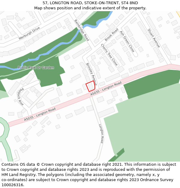 57, LONGTON ROAD, STOKE-ON-TRENT, ST4 8ND: Location map and indicative extent of plot