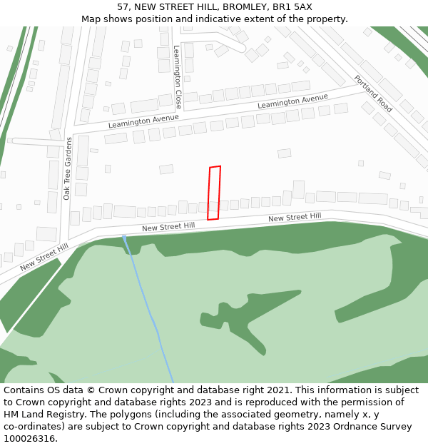 57, NEW STREET HILL, BROMLEY, BR1 5AX: Location map and indicative extent of plot