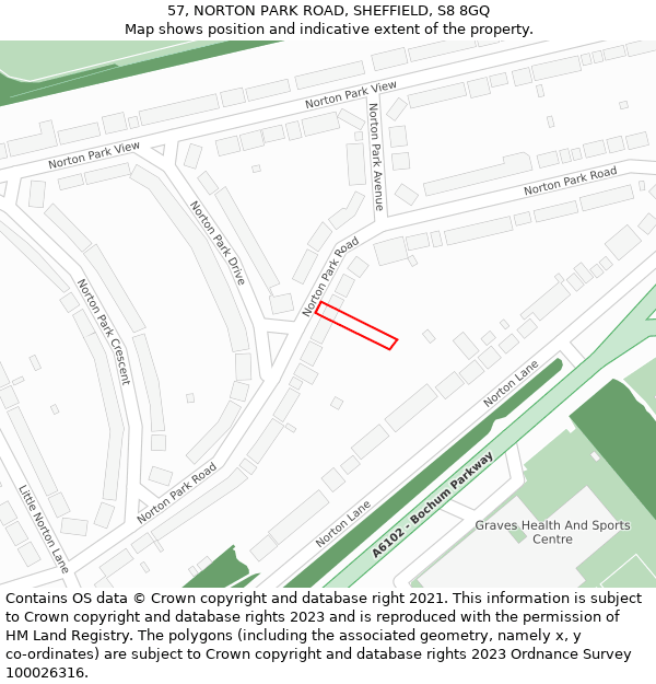 57, NORTON PARK ROAD, SHEFFIELD, S8 8GQ: Location map and indicative extent of plot