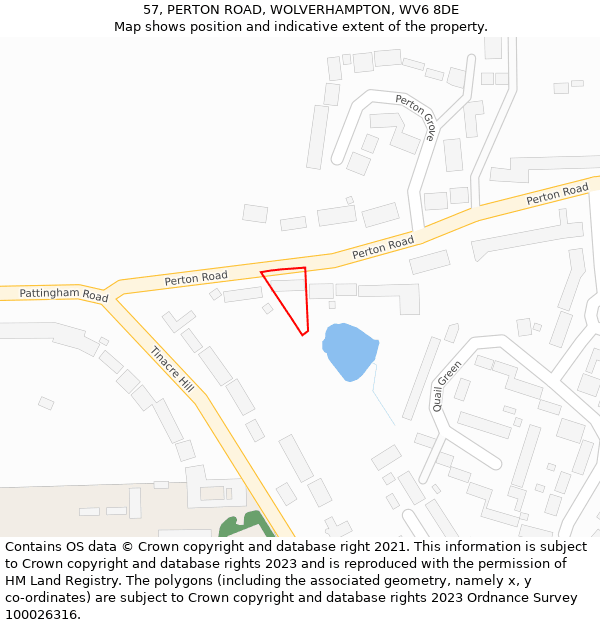 57, PERTON ROAD, WOLVERHAMPTON, WV6 8DE: Location map and indicative extent of plot