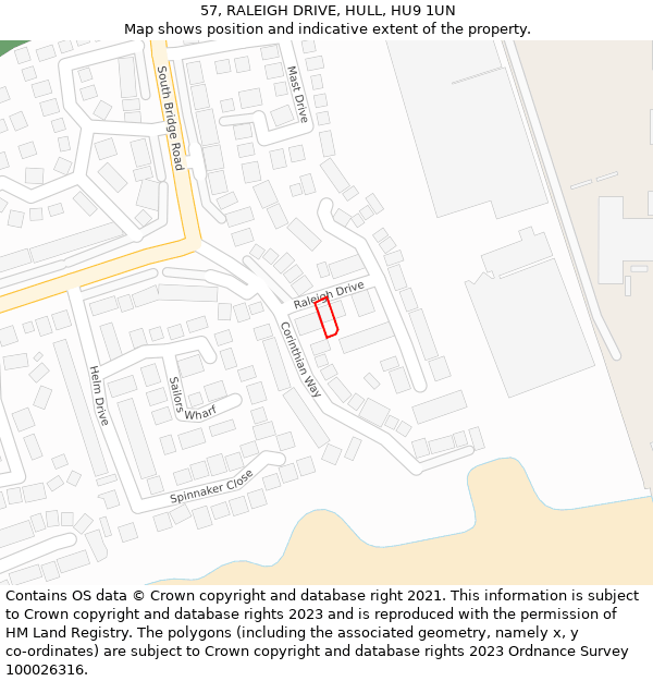 57, RALEIGH DRIVE, HULL, HU9 1UN: Location map and indicative extent of plot