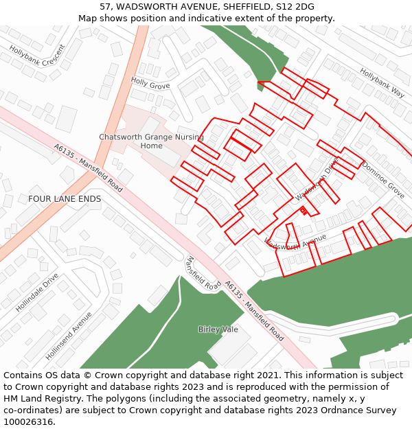 57, WADSWORTH AVENUE, SHEFFIELD, S12 2DG: Location map and indicative extent of plot