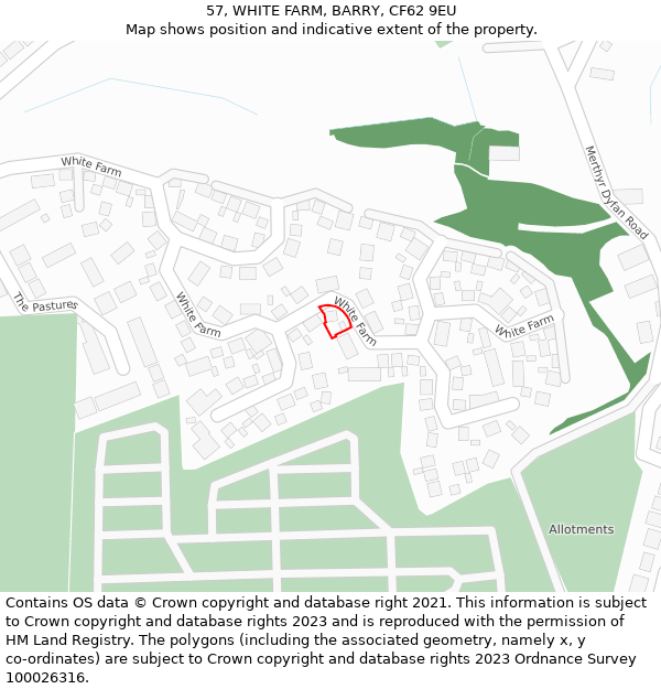 57, WHITE FARM, BARRY, CF62 9EU: Location map and indicative extent of plot