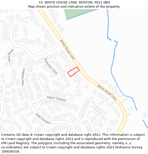 57, WHITE HOUSE LANE, BOSTON, PE21 0BH: Location map and indicative extent of plot