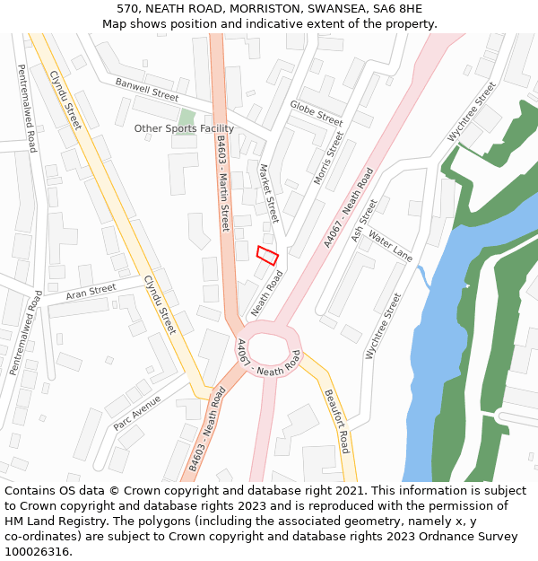 570, NEATH ROAD, MORRISTON, SWANSEA, SA6 8HE: Location map and indicative extent of plot