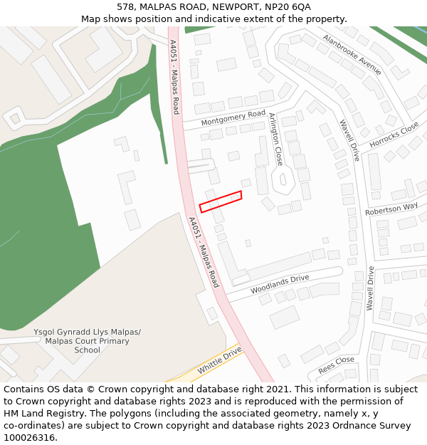 578, MALPAS ROAD, NEWPORT, NP20 6QA: Location map and indicative extent of plot