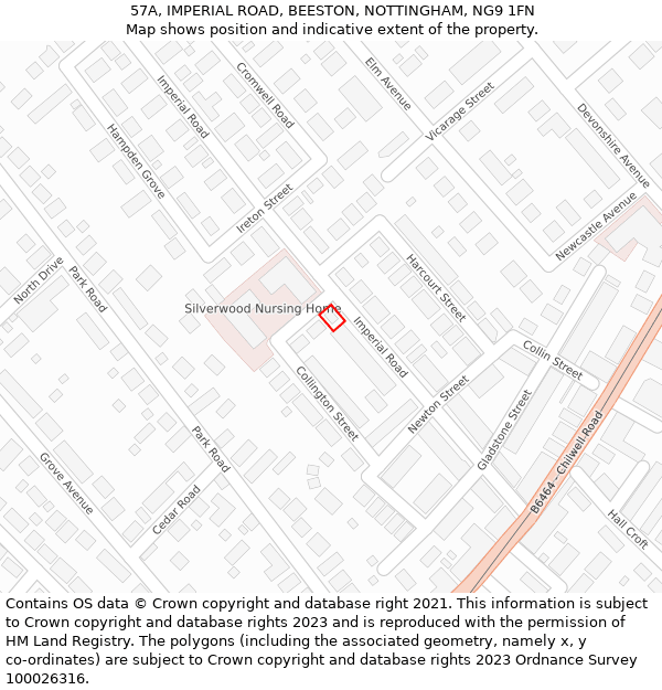 57A, IMPERIAL ROAD, BEESTON, NOTTINGHAM, NG9 1FN: Location map and indicative extent of plot