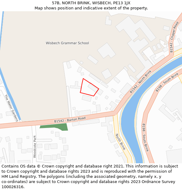 57B, NORTH BRINK, WISBECH, PE13 1JX: Location map and indicative extent of plot