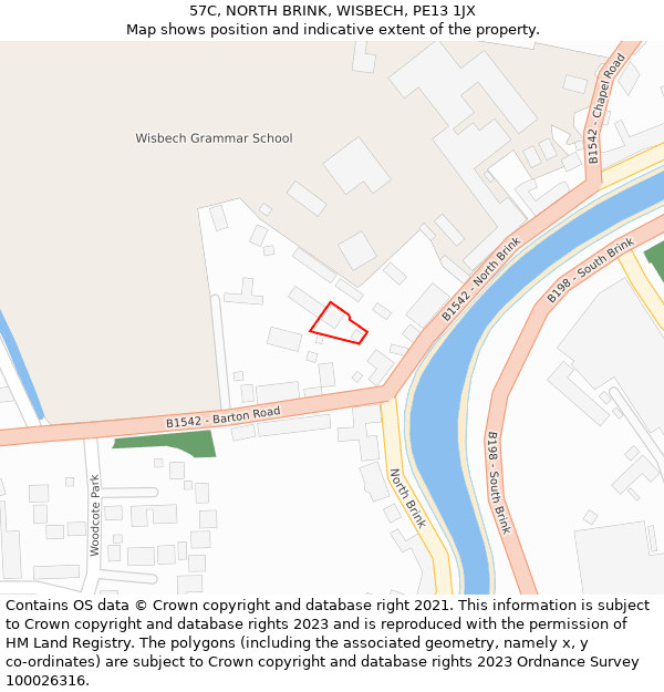 57C, NORTH BRINK, WISBECH, PE13 1JX: Location map and indicative extent of plot