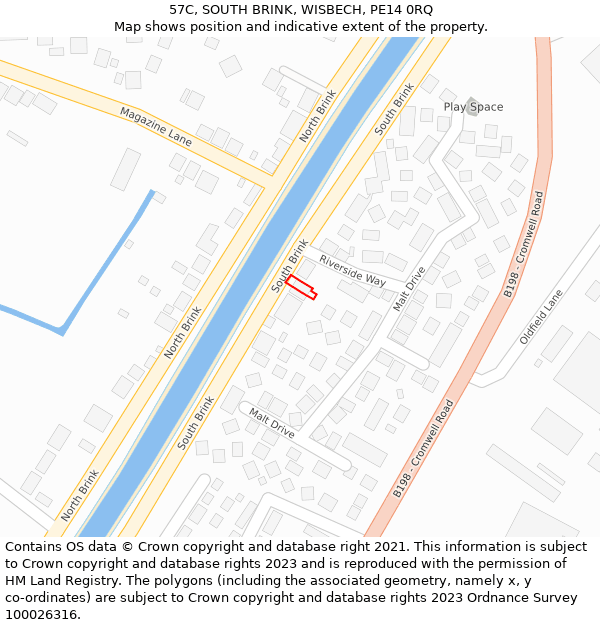 57C, SOUTH BRINK, WISBECH, PE14 0RQ: Location map and indicative extent of plot