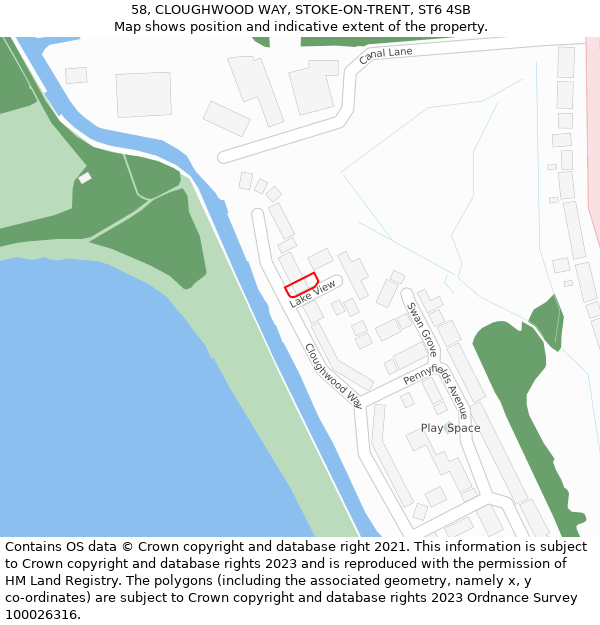 58, CLOUGHWOOD WAY, STOKE-ON-TRENT, ST6 4SB: Location map and indicative extent of plot