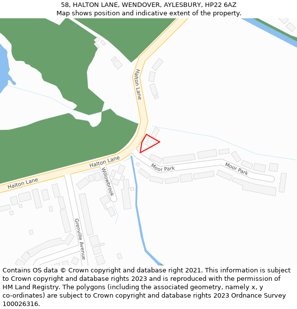 58, HALTON LANE, WENDOVER, AYLESBURY, HP22 6AZ: Location map and indicative extent of plot