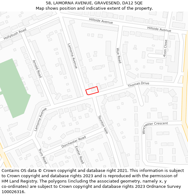 58, LAMORNA AVENUE, GRAVESEND, DA12 5QE: Location map and indicative extent of plot