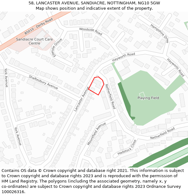 58, LANCASTER AVENUE, SANDIACRE, NOTTINGHAM, NG10 5GW: Location map and indicative extent of plot