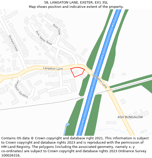 58, LANGATON LANE, EXETER, EX1 3SL: Location map and indicative extent of plot