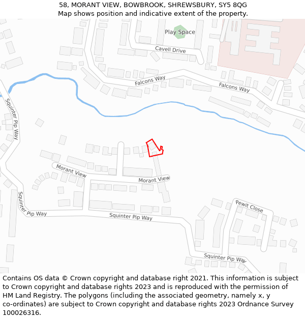 58, MORANT VIEW, BOWBROOK, SHREWSBURY, SY5 8QG: Location map and indicative extent of plot