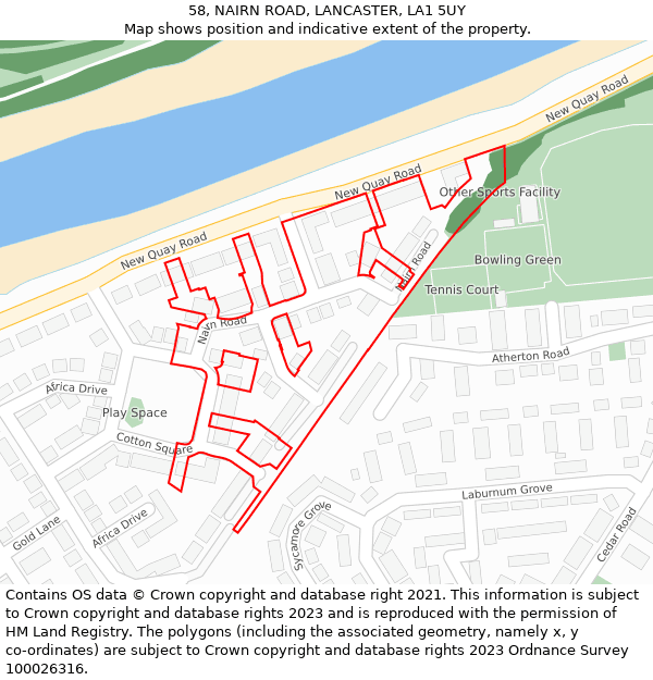 58, NAIRN ROAD, LANCASTER, LA1 5UY: Location map and indicative extent of plot