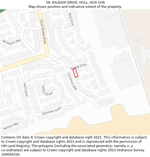 58, RALEIGH DRIVE, HULL, HU9 1UN: Location map and indicative extent of plot