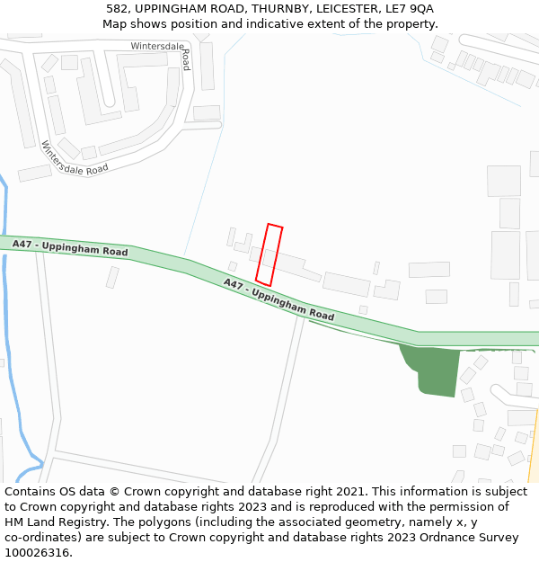 582, UPPINGHAM ROAD, THURNBY, LEICESTER, LE7 9QA: Location map and indicative extent of plot