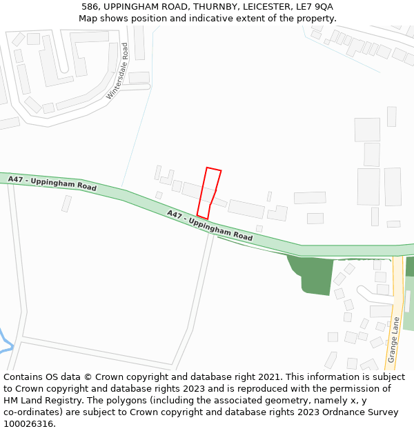586, UPPINGHAM ROAD, THURNBY, LEICESTER, LE7 9QA: Location map and indicative extent of plot