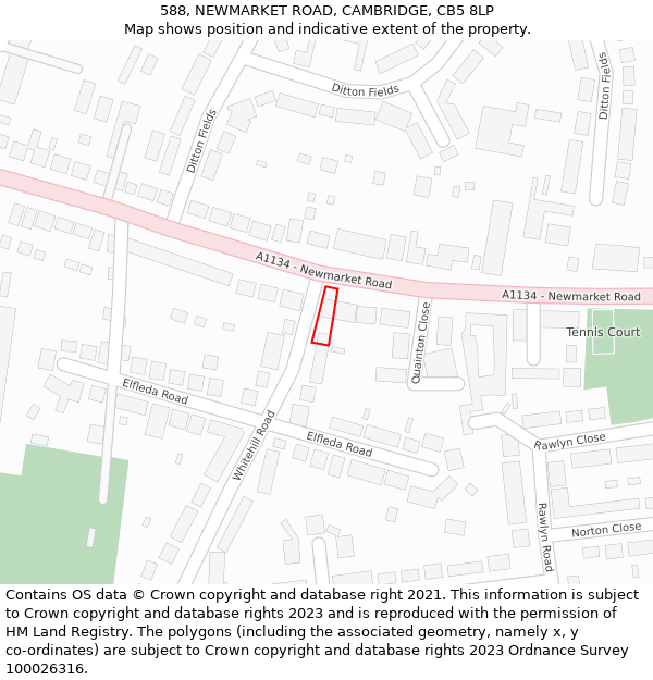 588, NEWMARKET ROAD, CAMBRIDGE, CB5 8LP: Location map and indicative extent of plot