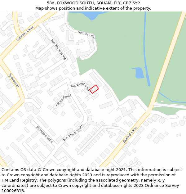 58A, FOXWOOD SOUTH, SOHAM, ELY, CB7 5YP: Location map and indicative extent of plot