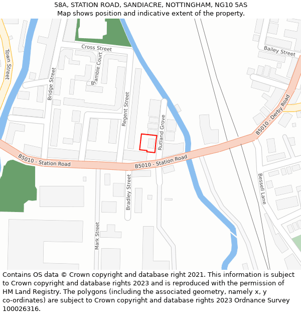 58A, STATION ROAD, SANDIACRE, NOTTINGHAM, NG10 5AS: Location map and indicative extent of plot
