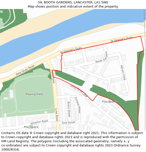 59, BOOTH GARDENS, LANCASTER, LA1 5WE: Location map and indicative extent of plot