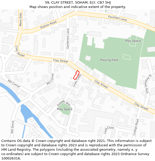 59, CLAY STREET, SOHAM, ELY, CB7 5HJ: Location map and indicative extent of plot