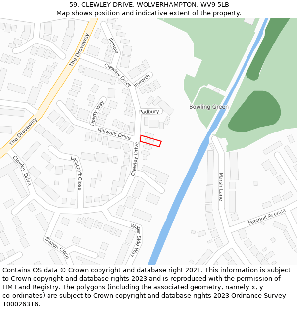 59, CLEWLEY DRIVE, WOLVERHAMPTON, WV9 5LB: Location map and indicative extent of plot