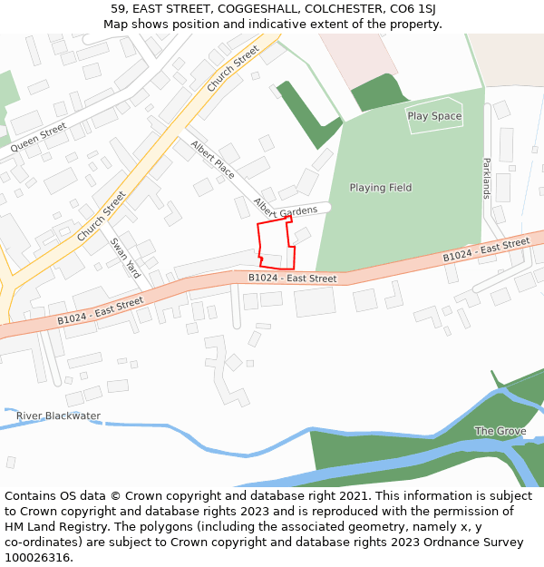 59, EAST STREET, COGGESHALL, COLCHESTER, CO6 1SJ: Location map and indicative extent of plot