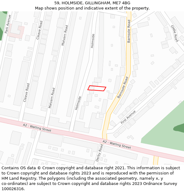 59, HOLMSIDE, GILLINGHAM, ME7 4BG: Location map and indicative extent of plot