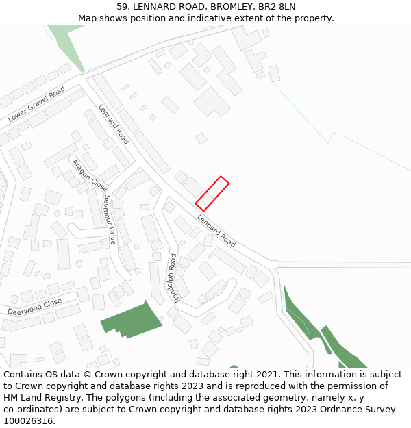 59, LENNARD ROAD, BROMLEY, BR2 8LN: Location map and indicative extent of plot