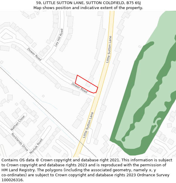 59, LITTLE SUTTON LANE, SUTTON COLDFIELD, B75 6SJ: Location map and indicative extent of plot