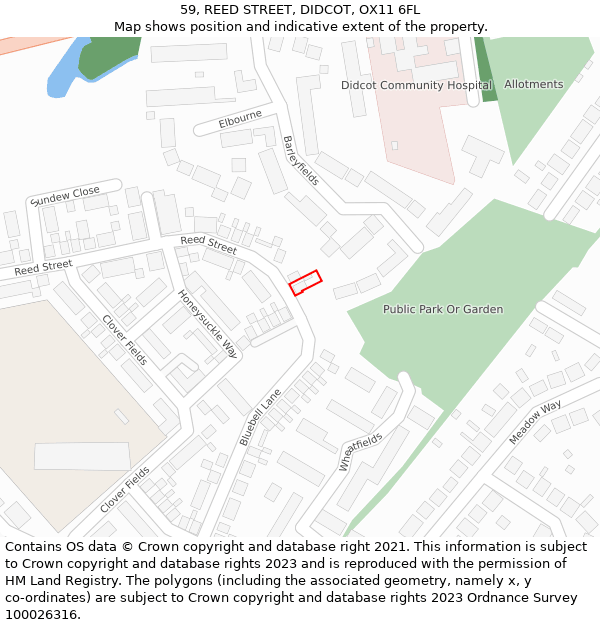 59, REED STREET, DIDCOT, OX11 6FL: Location map and indicative extent of plot