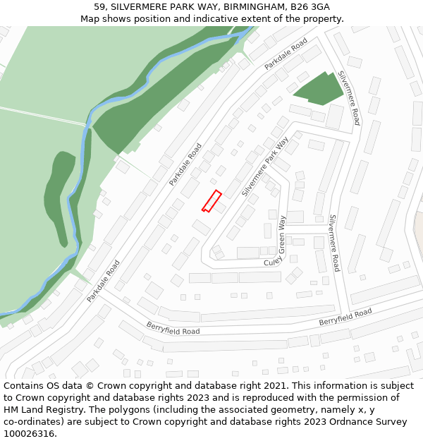 59, SILVERMERE PARK WAY, BIRMINGHAM, B26 3GA: Location map and indicative extent of plot