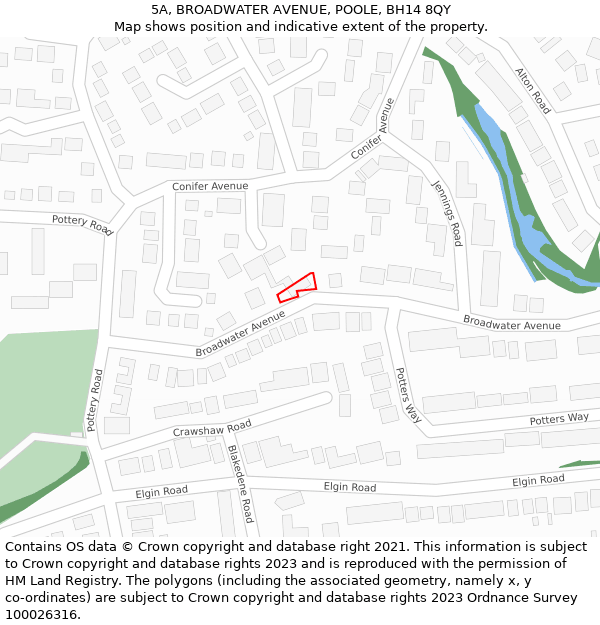 5A, BROADWATER AVENUE, POOLE, BH14 8QY: Location map and indicative extent of plot